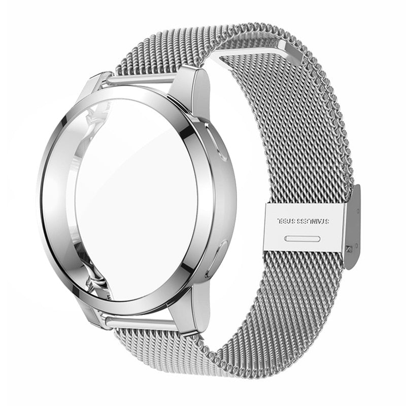 Case com Vidro Temperado e Pulseira de Aço Inoxidável para Samsung Galaxy Watch